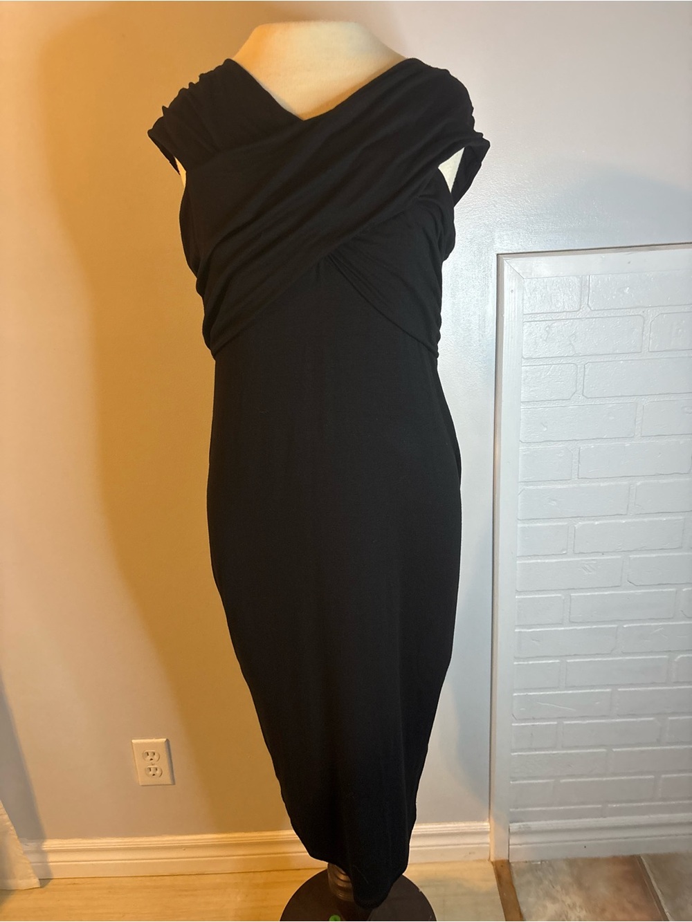 ASOS Black Draped Midi Dress